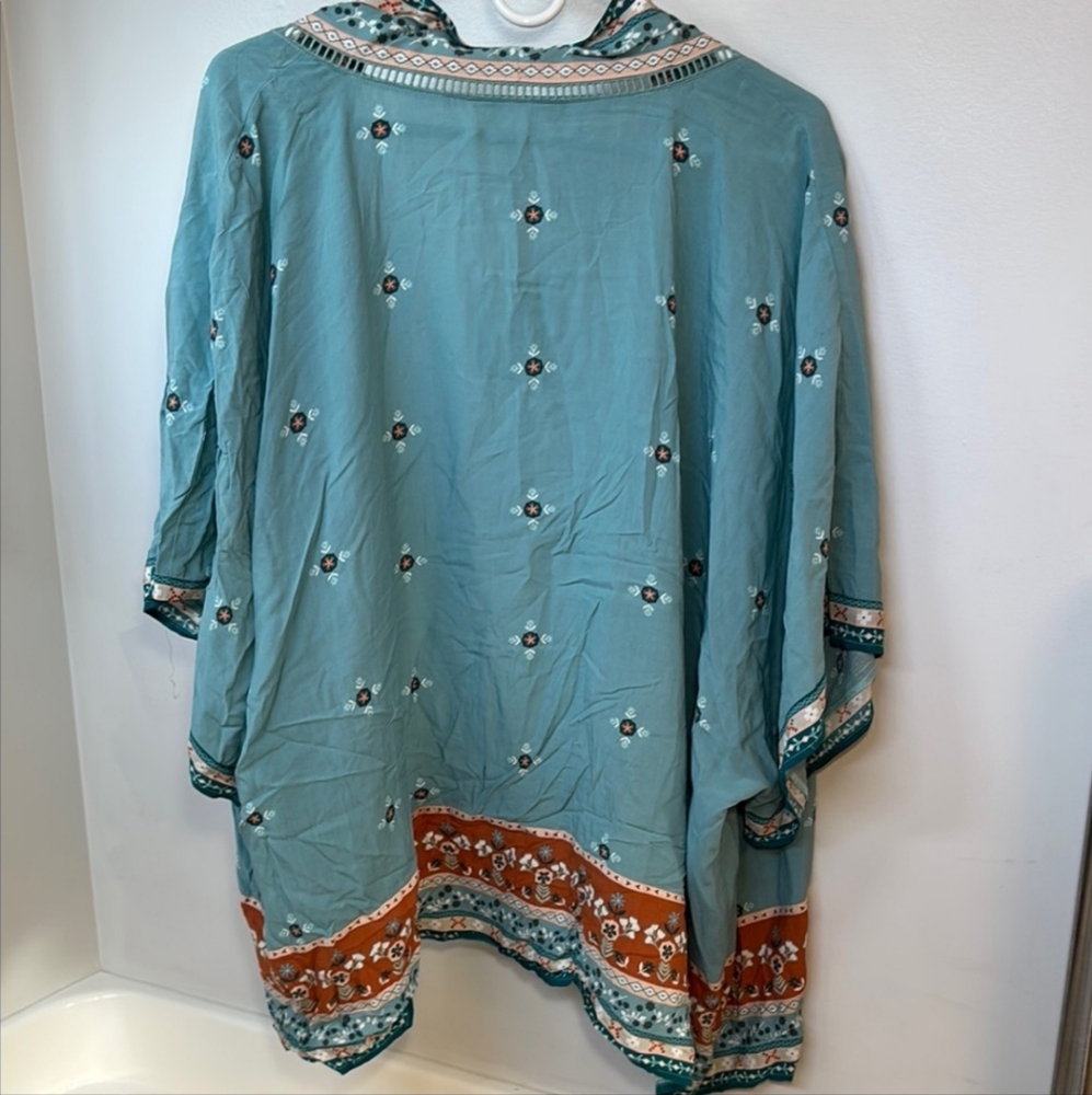 Matilda Jane Boho Green and Orange Kimono Open, Lightweight OS - Picture 5 of 8